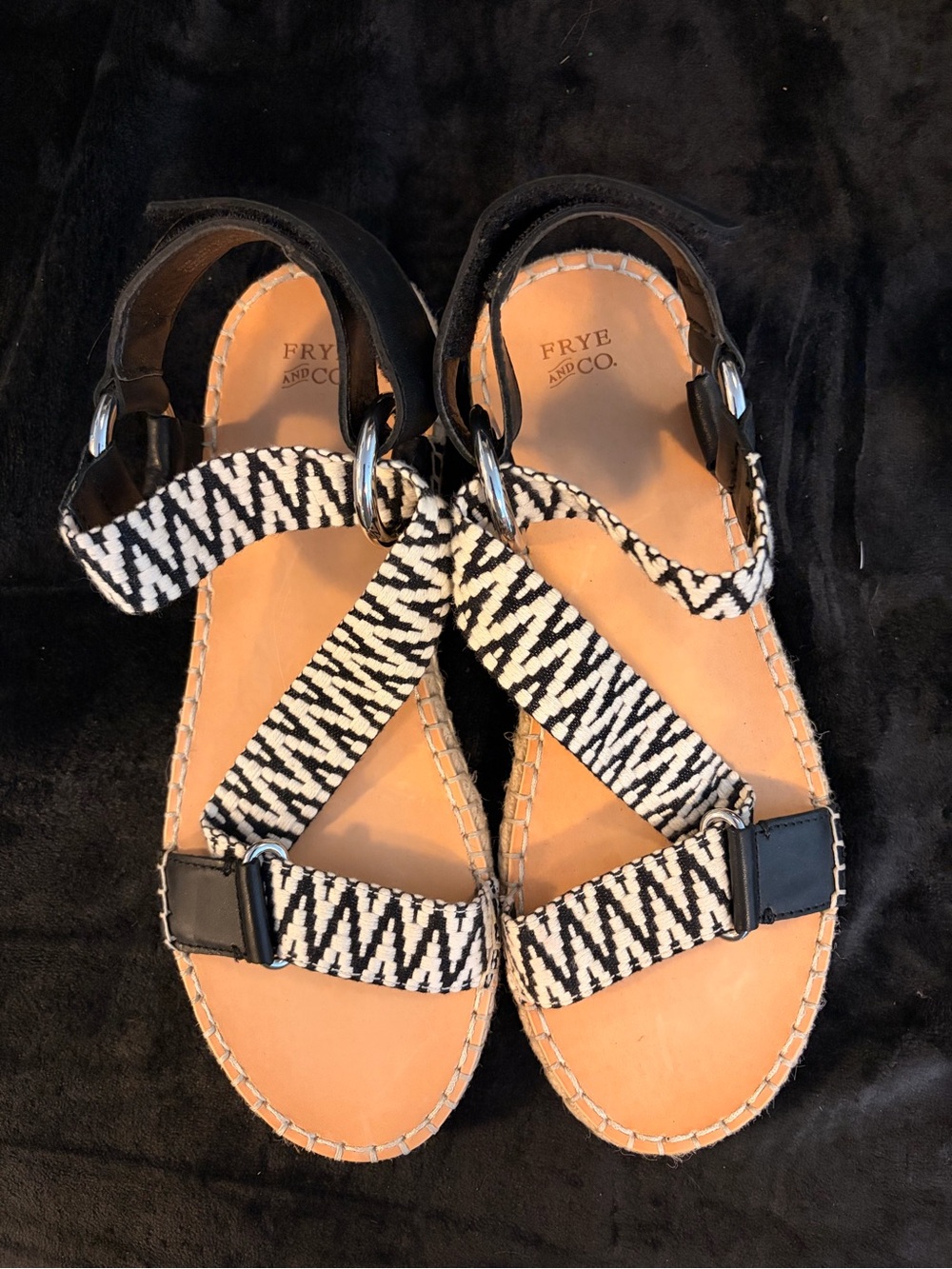 Frye Black and White Sandals